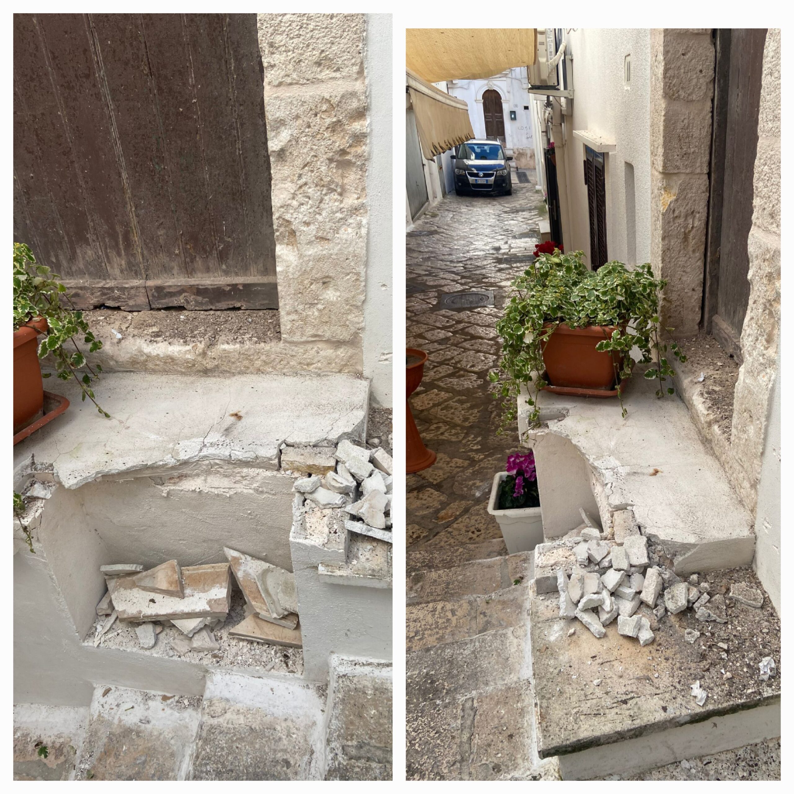 L'atto vandalico nel centro storico di Ceglie, a due passi da Piazza Plebiscito