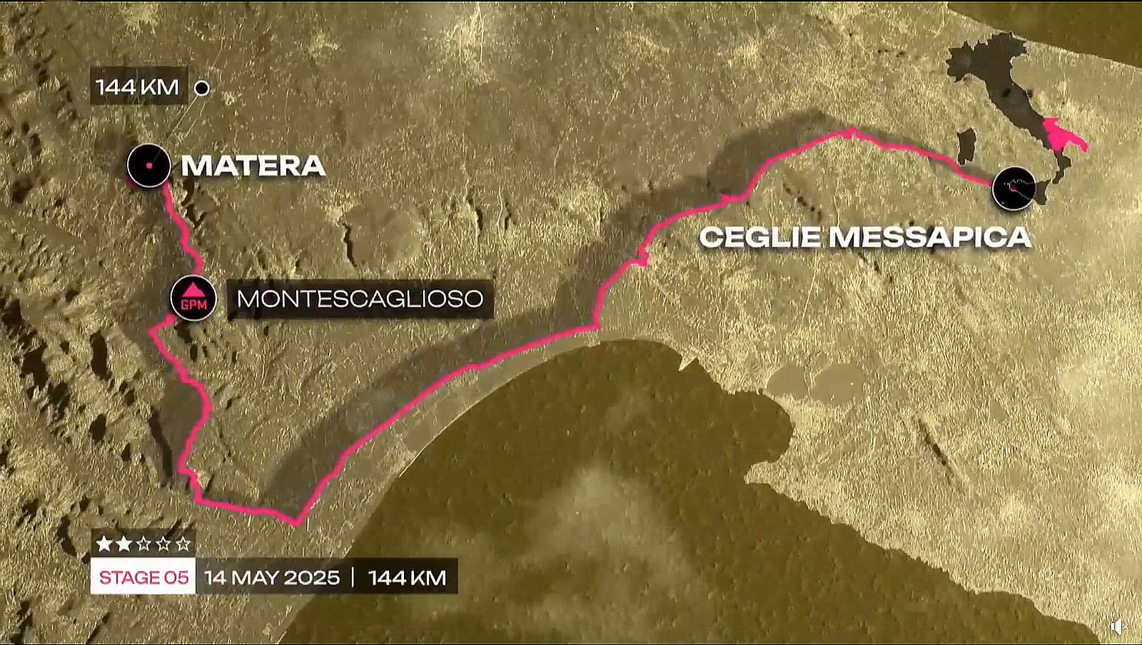 La 5^ tappa del Giro d'Italia: partirà da Ceglie Messapica per raggiungere Matera