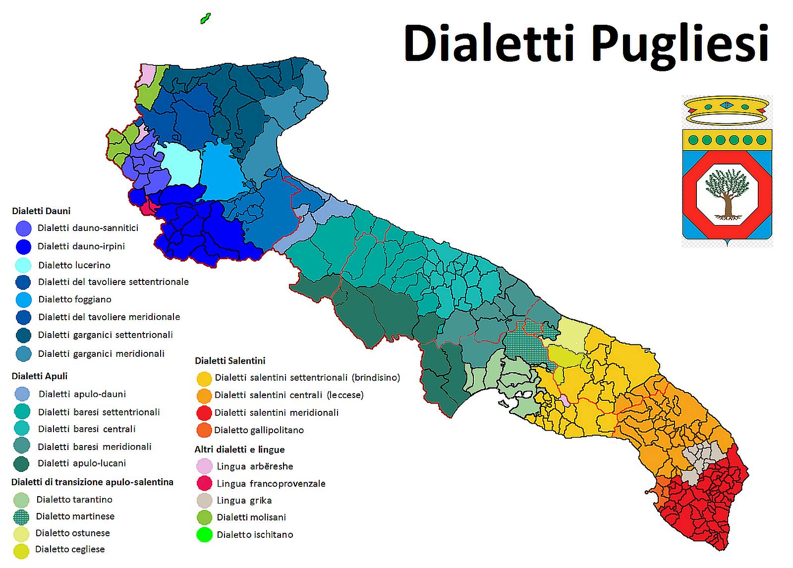 La mappa dei dialetti in Puglia