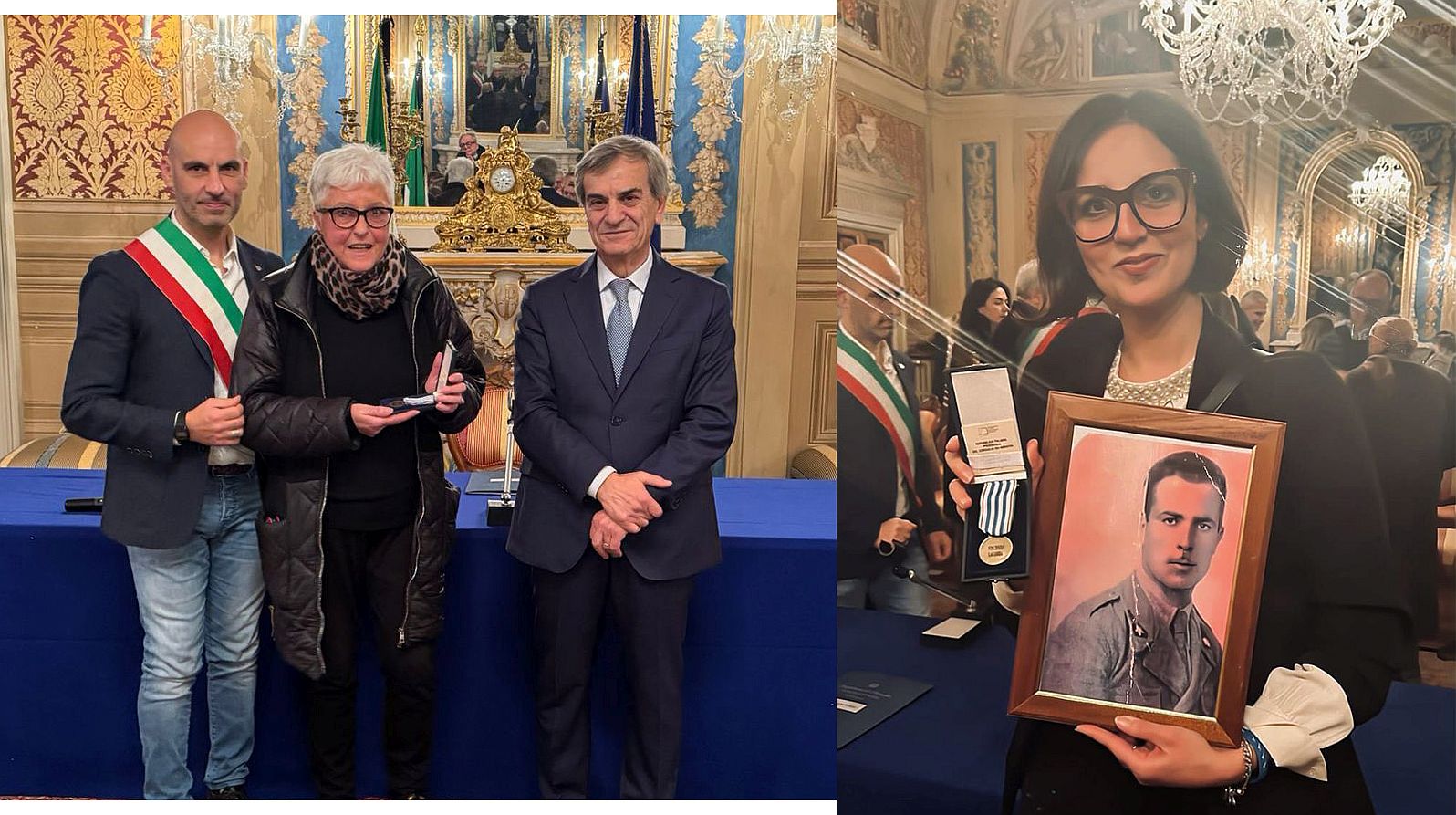 Nella foto a sinistra Eleonora Annese tra il sindaco di Città di Castello Luca Secondi (a destra) e il prefetto di Perugia Armando Gradoni. Nell'altra foto: Federica Anna Mancuso, nipote di Vincenzo Lagamba