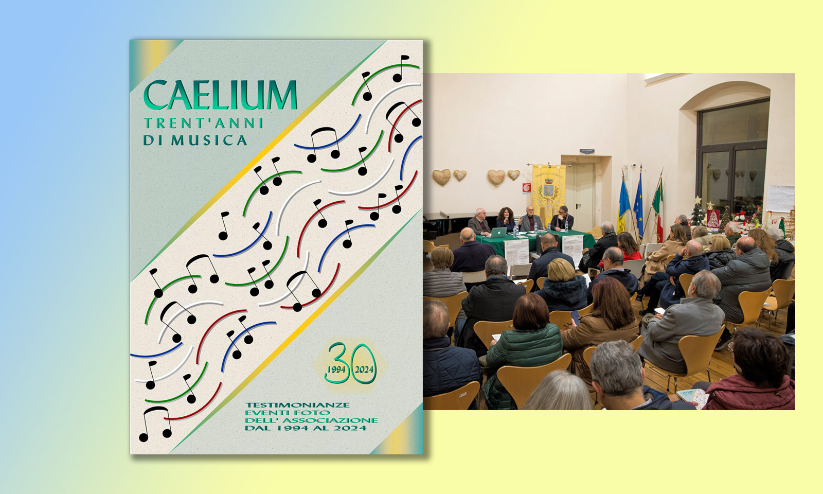 La copertina del libro "Caelium, trent'anni di musica" e la presentazione al Castello ducale di Ceglie